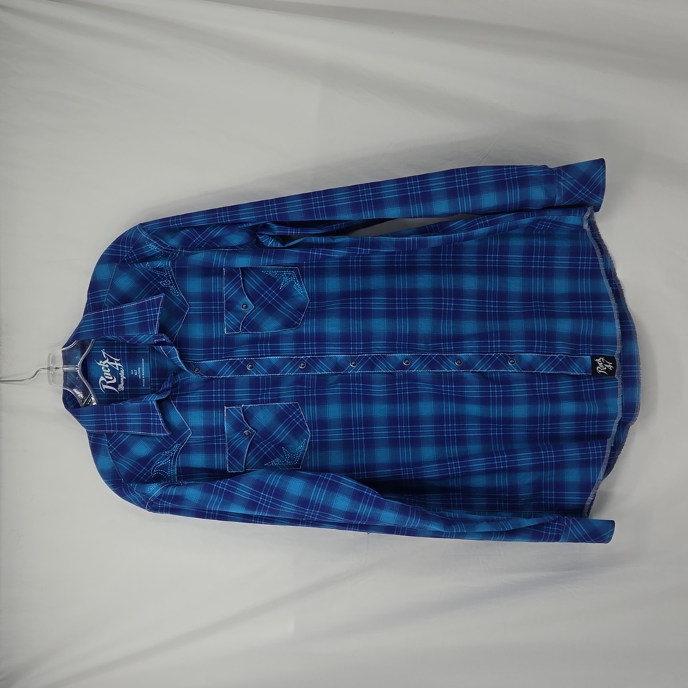 Rock 47 by Wrangler Long Sleeve Embroidered Yoke Print Western Snap Shirt XLT